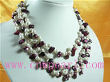 triple strands blister and potato pearl necklace